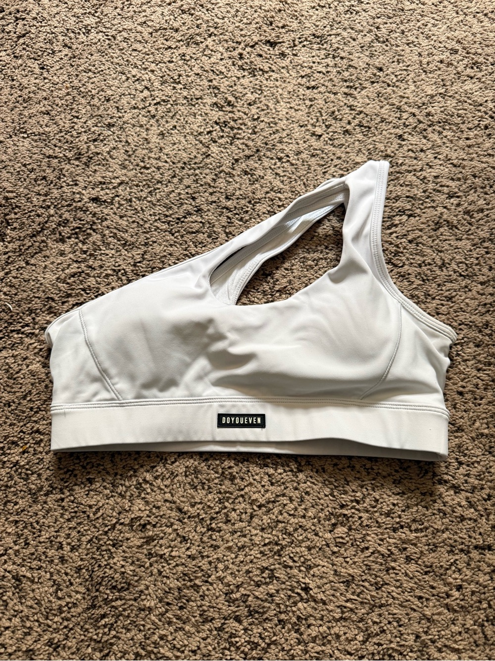 DOYOUEVEN White One-Shoulder Sports Bra